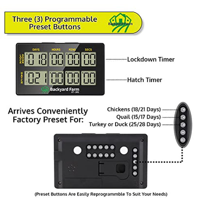 Dual Countdown Egg Incubator Double Timer for Timing Days/Hours/Minutes/Seconds Time Two Events When Incubating & Hatching Chick Quail Bird Duck or Reptile Eggs