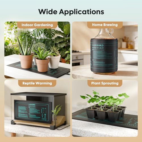 LUXBIRD Seedling Heat Mat 4 Pack 10"x 20.75" UL & MET Certified, Heating Film Warm Hydroponic Heating Pad for Germination, Indoor Gardening, Greenhouse - size: 4 Pack-2026 Upgraded