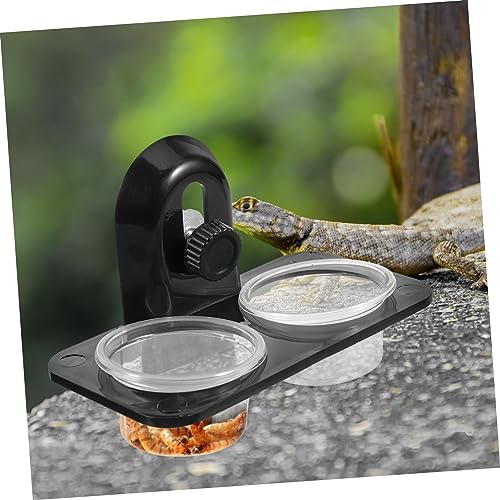 POPETPOP Reptile Plastic Water Cups Mini Foods Pet Bowls Decked Accessories Glass Suction Cups Turtle Crested Animal Hamster Feeding Supplies Glass Wall Shelf Reptile Hides and Caves