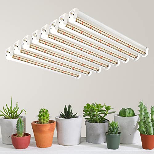 GYTF T5 Grow Lights, 408 LED-Bulb White Full Spectrum High PPFD Plant Light Strips for Indoor Plants Growing, Greenhouse, Seeds Starting, Succulents, Expandable Design (8x10W, 400W Equivalent) - size: 8 Count (Pack of 1)