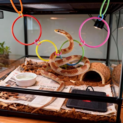 6-Ring Snake Climbing & Basking Hanging Hammock with Lounger Bed - Reptile Habitat Enrichment Accessories for Corn Snake Milk Snake Rosy Boa Tank, Lizard, Gecko Tank Decor - size: Small