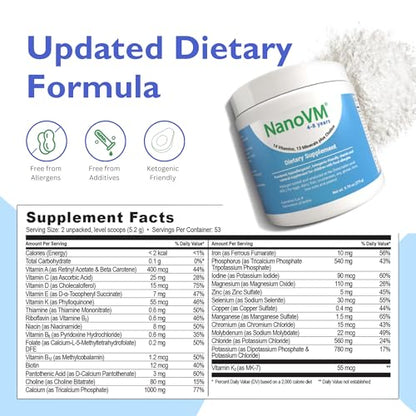4-8 Years, Allergen-Free Kids Multivitamin, Unflavored Powdered Vitamins, Multivitamin Powder with 14 Vitamins & 13 Minerals, Low-Carbohydrate Vitamin Supplements, 275g - Solace Nutrition - style: 4-8