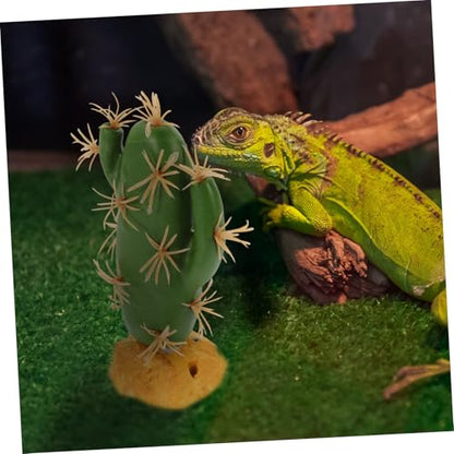 COLLBATH Faux Cactus Reptile Decor Plastic Resin Simulated Plant for Terrarium and Aquarium Safe Lizard Tank Accessory Vibrant Natural Look for Amphibian Habitat