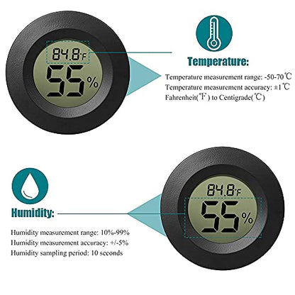 6-Pack Mini Hygrometer Thermometer Digital LCD Monitor Indoor/Outdoor Humidity Meter Gauge Temperature for Humidifiers Greenhouse Reptile Fahrenheit(℉)/ Celsius(℃)