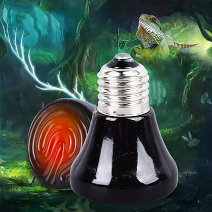 Fabater Reptile Heat Lamp, Black Ceramic Stall Effective Reptile Heat Lamp Light Bulb for Chicken for Home for Cat Bed (100w)