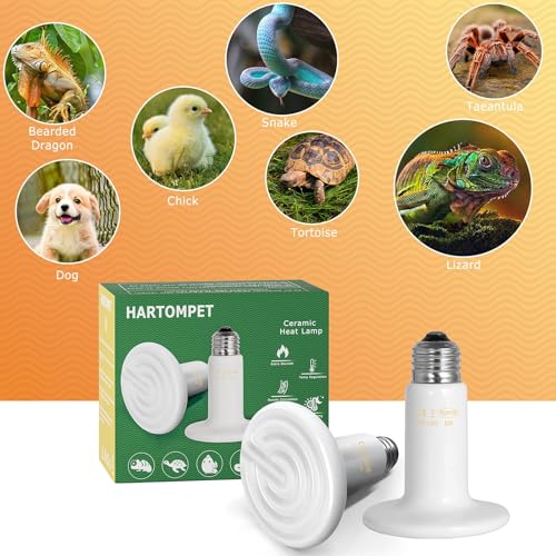 HARTOMPET 100W Ceramic Heat Emitter - White Reptile Heat Bulb - No Light Infrared Reptile Heat Lamp for Lizards, Turtle，Dogs, Cats - Ideal for Terrariums and Brooder Coop Heating - White