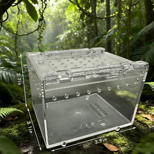 Mini Transparent PC Terrarium, Small Reptile Enclosure with Ventilation & Magnetic Closure for Jumping Spider, Tarantula, Hermit Crab and Other Small Pets