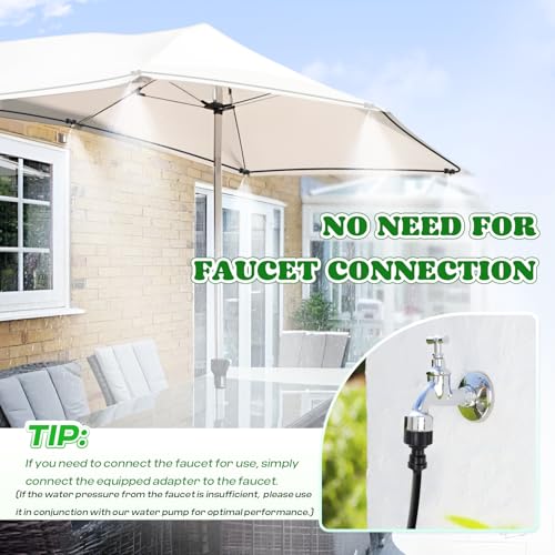 Moongiantgo Outdoor Misting Cooling System with Pump- 116PSI High Pressure Mister with 65.5FT(20M) Water pipe+24 Misting Nozzles 0.02’’+3/4’’ Faucet Adapter - System for Outside Patio Garden Beaches