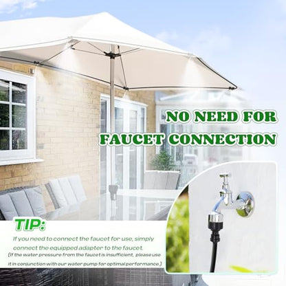 Moongiantgo Outdoor Misting Cooling System with Pump- 116PSI High Pressure Mister with 65.5FT(20M) Water pipe+24 Misting Nozzles 0.02’’+3/4’’ Faucet Adapter - System for Outside Patio Garden Beaches