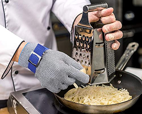 Schwer ANSI A9 Cut Resistant Glove, Food Grade Stainless Steel wire Mesh Metal Gloves, Knife Cutting Gloves for kitchen Mandoline Slicing Butcher Meat Cutting Oyster Shucking Fish Fillet（L, 1 PCS） - size: Large (Pack of 1), style: 2.0 Steel Wire+hppe