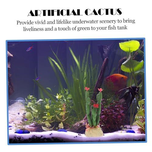 BESPORTBLE Lifelike Artificial Cactus Plant Aquarium Ornament Plastic Succulent Decor for Fish Tank Low Maintenance No Fade Faux Cactus Easy to Clean Reptile Terrarium Decoration Home and