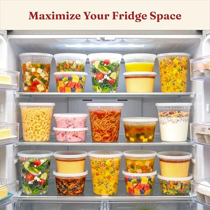 32oz Deli Containers with Lids (40 Sets/80 Pcs) Quart Plastic Containers with lids, BPA-Free Microwave Freezer Safe Bowl, Leakproof Food Prep Containers for Leftover Food Storage &To-Go - size: 32 oz - 40 Sets