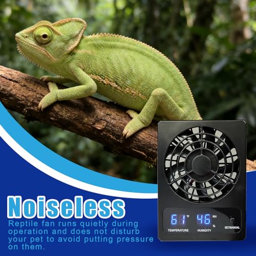 kathson Reptile Ventilation Fan with Humidity Sensor, Reptile Dehumidifier with LED Digital Thermometer for Reptile Enclosure and Terrarium, Terrarium Fan for Snake Bearded Dragon Gecko