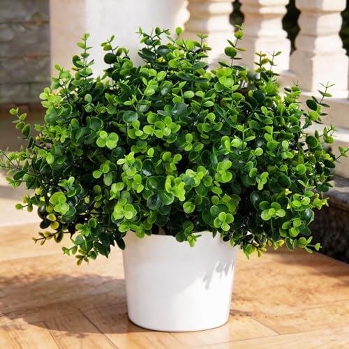 summer flower 10 Pack Artificial Eucalyptus Stems, Fake Outdoor Plants Greenery - Realistic Faux Silver Dollar Gum Branches for Indoor Outdoor Home Decor, Wedding, Party,Vase Arrangements - color: Eucalyptus-10