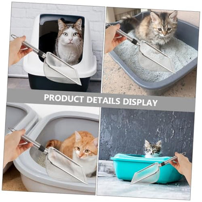 Luxshiny Reptile Litter Scoop Stainless Steel Metal Shovel 1.5x1.5mm Mesh Sifter for Indoor Terrarium Substrate Pet Waste Removal
