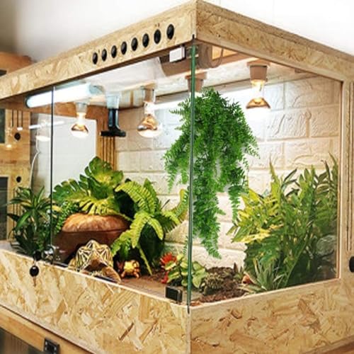 Crested Gecko Tank Accessories, Reptile Plants Hanging Fake Vines Climbing Terrarium Plant with Suction Cup for Bearded Dragons Lizards Geckos Snake Pets Hermit Crab