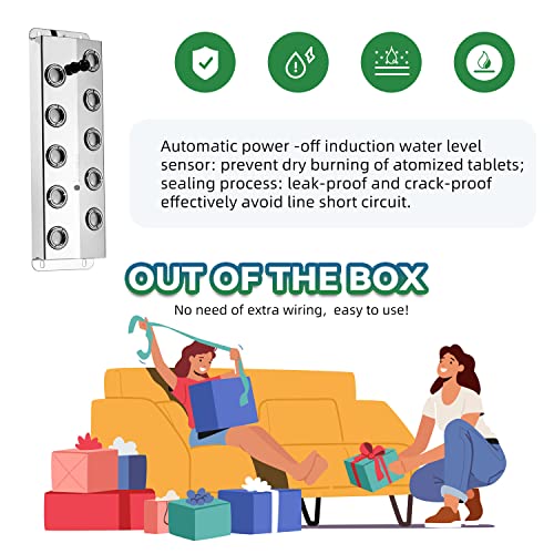 Mxmoonant Mist Maker 10 Head Ultrasonic Pond Fogger 7000ml/H Mist Humidifier with Float 400W Power Supply for Landscape Vegetable Preservation Scenic Magical Atmosphere