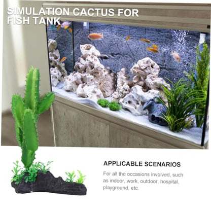 Artificial Plastic Cactus Plant Aquarium Decor, Simulation Underwater Plant Bonsai for Fish Tank, Reptile Terrarium Ornament, Home Aquatic Landscape