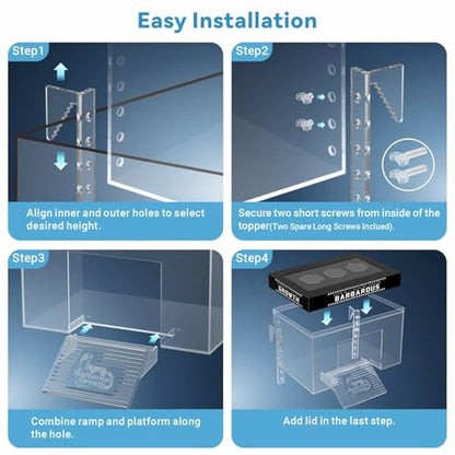 GOZILLA Adjustable Turtle Basking Platform, 7.9x5.5x5.5''Acrylic Turtle Topper & Dock, Hanging Platform Enclosure Warm Room for Turtles, Small Reptiles.(Mini)