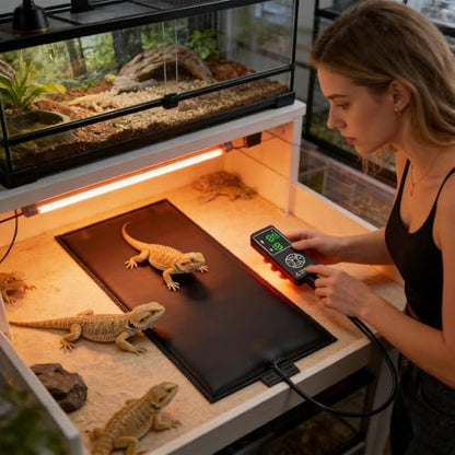 Reptile Heating Pad - PVC 20x45cm | Terrarium Under Tank Heater | for Hermit Crab Snake, Turtle Lizard, Frog Spider, and Other Reptiles Safe Environment All Cold-Blooded Companions. - color: US