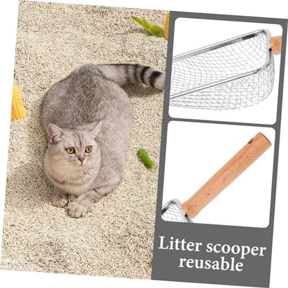 Hemoton Cat Litter Scoop Handle Litter Sifter for Easy Cleaning of Cat Waste Fine Mesh Design for Reptile Terrariums