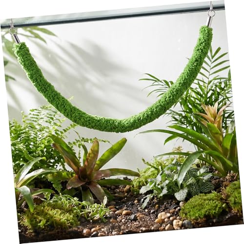 BESPORTBLE Reptile Climbing Rope with Suction Cup Hook for Leopard Gecko and Snake Realistic Green Plush Vine Bendable and Versatile Habitat Decoration for Reptile Tank Habitat