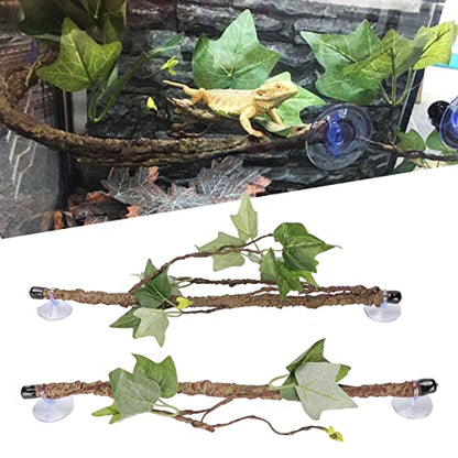 BEIJIALY Reptile Corner Branch Terrarium Plant Decoration with Suction Cups Resin Plant for Amphibian Lizard Snake Climbing, Reptile Terrarium Climb Corner Tree Branch