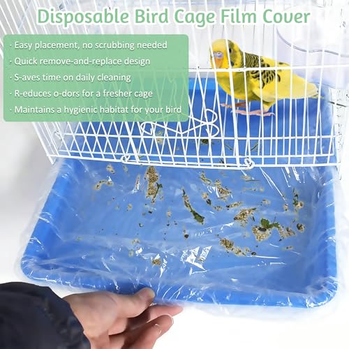 Tfwadmx 20 PCS Disposable Bird Cage Liner Bags 34'' x 22'' Plastic Parakeet Cage Tray Liners Oversized Plastic Tray Covers for Birdcage Parrots Cockatiels