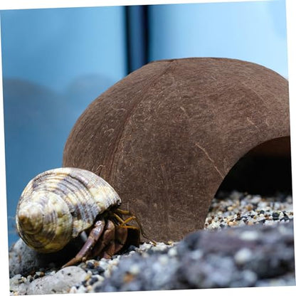 Abaodam Coconut Shell Shelter Reptile Hideout Cave for Leopard Gecko Accessories Bearded Dragon Aquarium Hide Easy to Clean