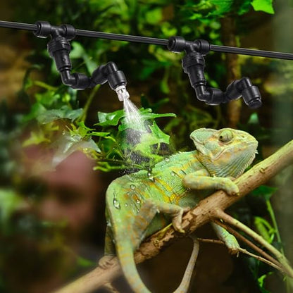 14 Pack 1/4" Single-Head Reptile Mister System Reptile Mister Nozzle Kit,360 Degree Adjustable 1/4 Misting Nozzle Parts Quick Connect Fittings for Aquarium,Vivarium,Plants, Amphibians - size: Single-Head*2