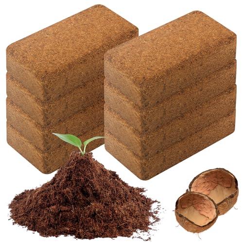 Coco Coir Brick for Plants-8 Pack Premium Coconut Bricks, 100% Organic Peat Moss, Fiber Coconut Husk for Planting, Gardening, Potting Soil Substrate - size: 8pcs