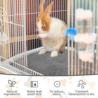 kathson 100PCS Rabbit Pee Pads 18×13in Disposable Guinea Pig Cage Liners Super Absorbent Black Carbon Odor-Control Bunny Training Pad with Quick-Dry Surface for Bunny Kitten Hedgehog Small Animals - size: Gray, 100Pcs