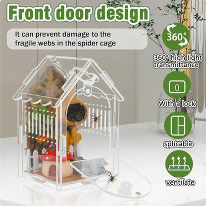 Reptile Breeder Box, Transparent Animal Container Tank, Ventilated Terrarium for Small Pets Secure Escape Proof Design, Easy Feeding Observation Habitat Gecko Frog Snake Use