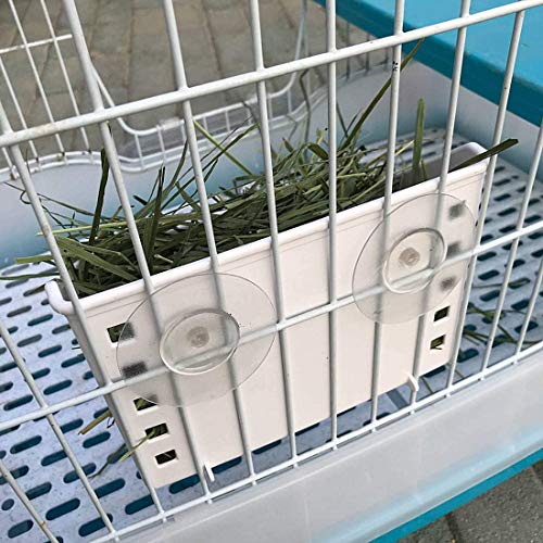 kathson Rabbit Hay Feeder Large Hay Manger Less Wasted Grass Holder Rack Food Dispenser Small Animal Plastic Bowl for Rabbits Bunny Guinea Pigs Rat Chinchilla(White