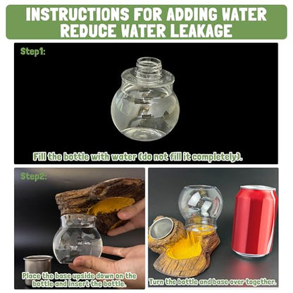 Reptile Food & Water Feeder, Escape Proof Feeding Bowl with Removable Stainless Steel Dish for Mealworms