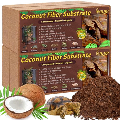 Legigo 4 Pack Coconut Fiber Substrate, Natural Coco Coir Bedding for Reptiles Turtles, Tortoises, Snake, Hermit Crab, Gecko, Lizard, Bioactive Terrarium Soil for Humidity Control and Plant Substrate - color: 4 Pack