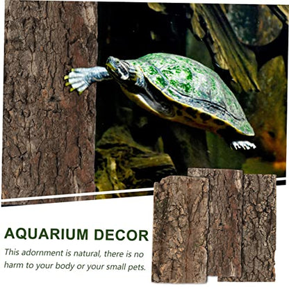 POPETPOP 6pcs Cork Bark Decorative Background for Reptile Tanks and Aquariums Natural Aesthetic Decor for Turtles Lizards and Snakes Easy to Install No Maintenance Required