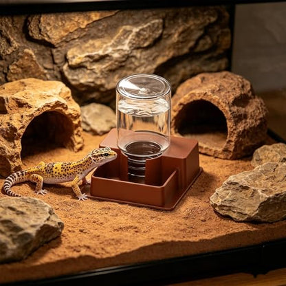 Genérico Reptile Water Dish,Automatic Anti-Leak | Automatic Water Dispenser for Turtle - Home Indoor Garden Patio Backyard Tank Aquarium Gecko Snake Bearded Dragon - color: Meter