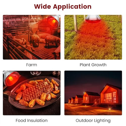DaToo Infrared Heat Lamp Bulb for Chickens Red Heat Lamp Flood Light Heat Lamp Bulb 150 W Heating Bulbs for Brooder Coops Pets Chicks Reptiles Food Service (1 Pack) - size: 1 Pack
