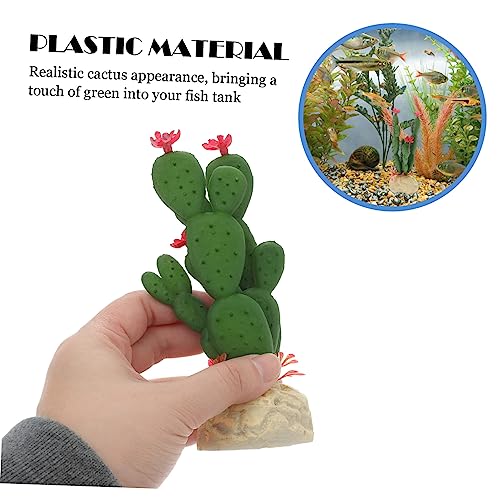 HEMOTON Aquarium Fish Tank Decor Realistic Artificial Cactus Plant Ornament for Reptile Terrarium and Home Decoration Plastic Craft Easy to Clean No Maintenance Required