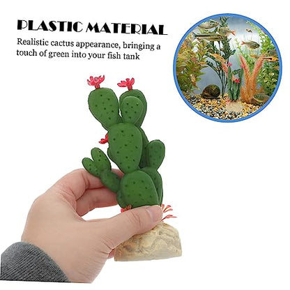 HEMOTON Aquarium Fish Tank Decor Realistic Artificial Cactus Plant Ornament for Reptile Terrarium and Home Decoration Plastic Craft Easy to Clean No Maintenance Required