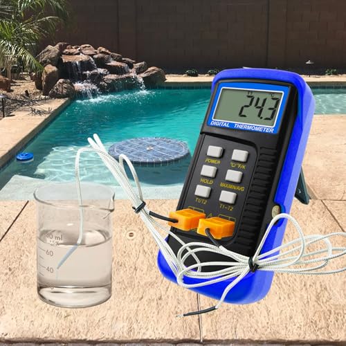 Thermocouple Thermometer Digital K Type Dual Channel Thermometer HVAC Temperature Meter with 4 Thermocouples, MAX/MIN/AVG Temperature Measurement, -50~1300°C (-58~2372°F)