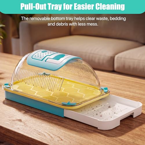 Small Animal Carrier & Insect Carrier with Clear View Lid – Ventilated Habitat Box & Removable Tray for Hamsters, Lizards, Hermit Crabs, Insects, Butterfly Habitat Observation - color: Blue