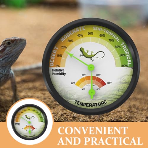 YARNOW Reptile Tank Thermometer Hygrometer Analog Dial High Precision Mechanical Temperature Humidity Gauge Mini for Terrarium Pet Enclosure Without Battery