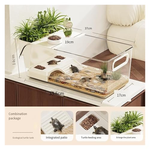 Desktop Terrapin & Crab Tank - Compact Habitat for Home & Office Small Reptile Terrarium(Large) - size: Large