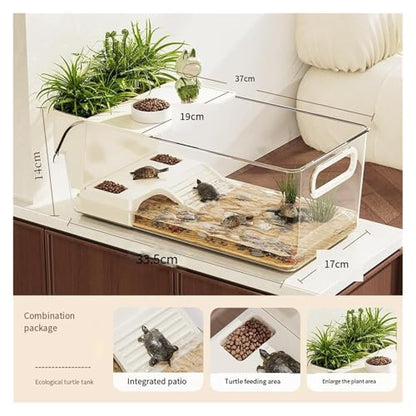 Desktop Terrapin & Crab Tank - Compact Habitat for Home & Office Small Reptile Terrarium(Large) - size: Large