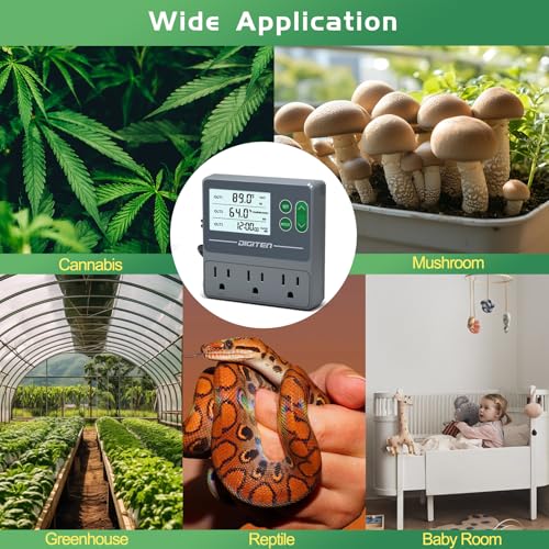 Dual Probe Temperature & Humidity Controller, Independent Sensors for Precise Temperature and Humidity Control, Compatible with Humidifiers, Dehumidifiers, Heating & Cooling Systems
