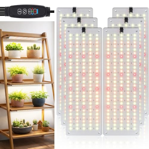 LBW Plant Grow Light, 810 LEDs Full Spectrum Plant Lights for Indoor Growing, Ultra-Thin Panel Grow lamp for Under Cabinet Plant，4/8/12H Timer, 3 Lighting Modes, 10 Dimmable Levels, 6 Packs - size: 6 Packs