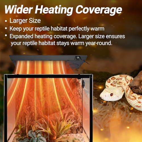 Reptile Heat Panel Adjustable Temperature 60W Reptile Heater for Terrariums, Energy Efficient & Non-Light Reptiles Heating Plate for Snakes,Crested Gecko,Leopard,Turtles