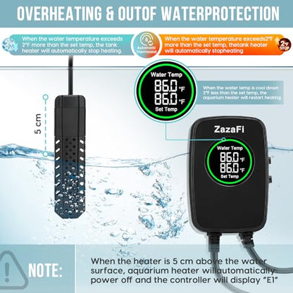 Aquarium Heater 100W, Fish Tank Heater with High-Temperature Protection and Turtle Tank Heater with Automatic Power-Off When Leaving Seawater or Freshwater. - size: 100W